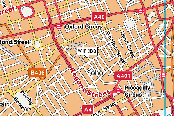 W1F 9BQ map - OS VectorMap District (Ordnance Survey)