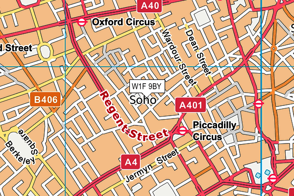 W1F 9BY map - OS VectorMap District (Ordnance Survey)