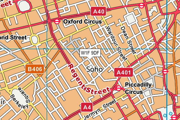 W1F 9DF map - OS VectorMap District (Ordnance Survey)