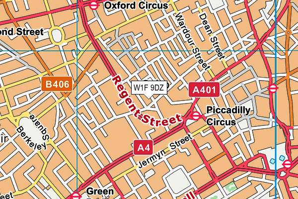 W1F 9DZ map - OS VectorMap District (Ordnance Survey)