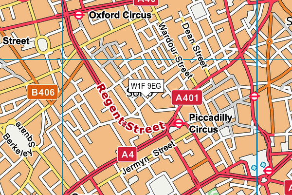 W1F 9EG map - OS VectorMap District (Ordnance Survey)