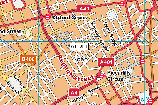 W1F 9HR map - OS VectorMap District (Ordnance Survey)