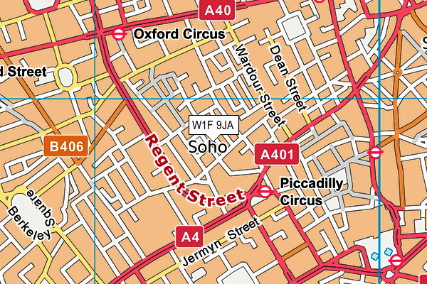W1F 9JA map - OS VectorMap District (Ordnance Survey)