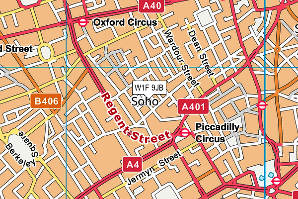 W1F 9JB map - OS VectorMap District (Ordnance Survey)