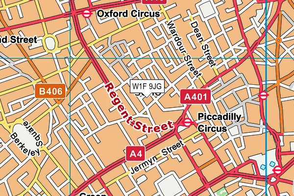 W1F 9JG map - OS VectorMap District (Ordnance Survey)