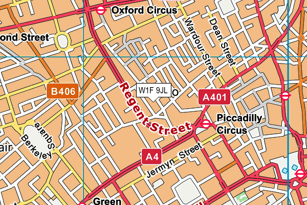 W1F 9JL map - OS VectorMap District (Ordnance Survey)