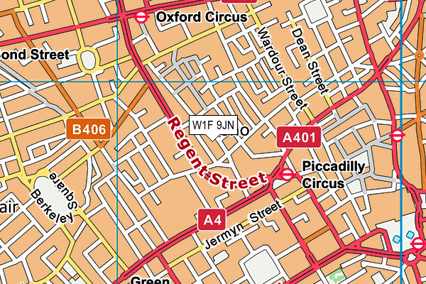 W1F 9JN map - OS VectorMap District (Ordnance Survey)