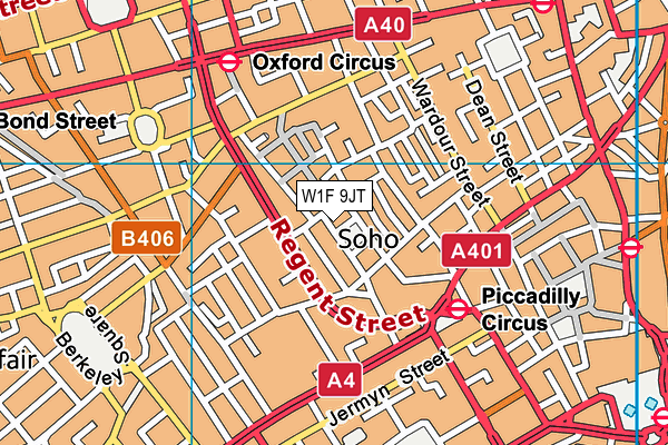 W1F 9JT map - OS VectorMap District (Ordnance Survey)