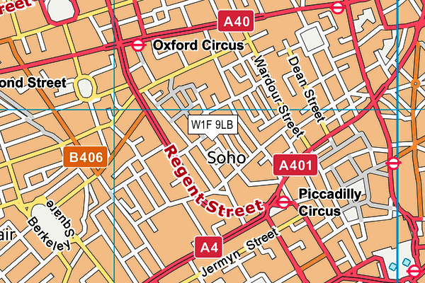 W1F 9LB map - OS VectorMap District (Ordnance Survey)