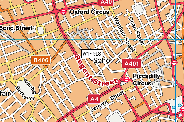 W1F 9LS map - OS VectorMap District (Ordnance Survey)