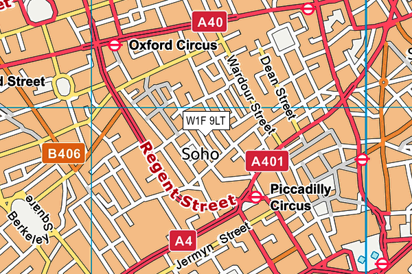 W1F 9LT map - OS VectorMap District (Ordnance Survey)