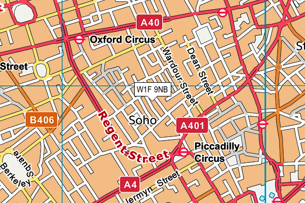 W1F 9NB map - OS VectorMap District (Ordnance Survey)