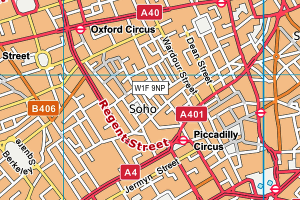 W1F 9NP map - OS VectorMap District (Ordnance Survey)