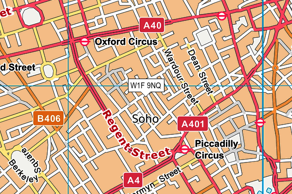 W1F 9NQ map - OS VectorMap District (Ordnance Survey)