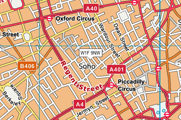 W1F 9NW map - OS VectorMap District (Ordnance Survey)