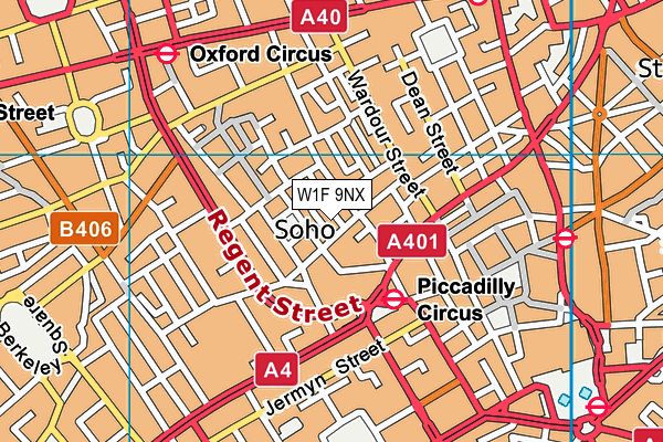 W1F 9NX map - OS VectorMap District (Ordnance Survey)