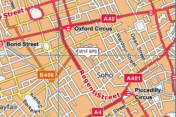 W1F 9PS map - OS VectorMap District (Ordnance Survey)
