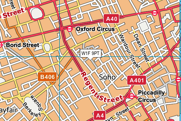 W1F 9PT map - OS VectorMap District (Ordnance Survey)