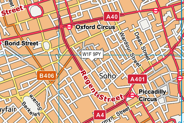 W1F 9PY map - OS VectorMap District (Ordnance Survey)