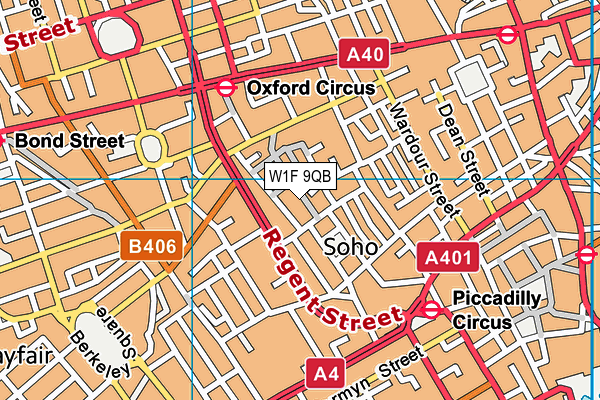 W1F 9QB map - OS VectorMap District (Ordnance Survey)