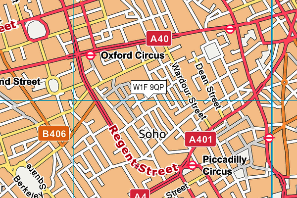 W1F 9QP map - OS VectorMap District (Ordnance Survey)