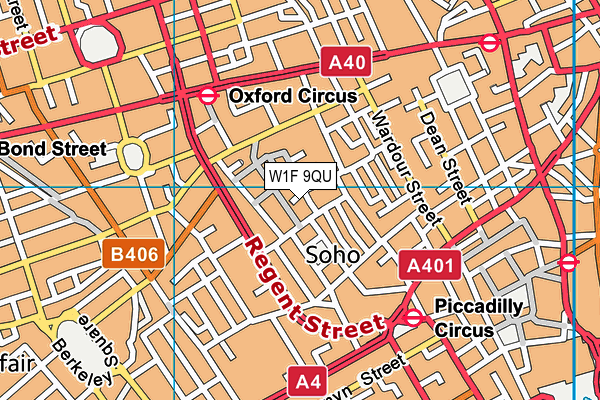 W1F 9QU map - OS VectorMap District (Ordnance Survey)