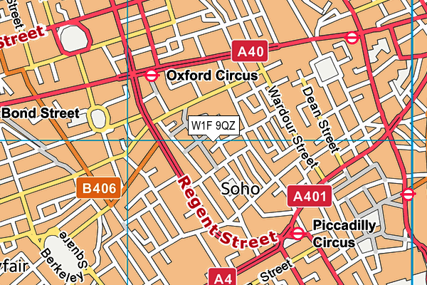 W1F 9QZ map - OS VectorMap District (Ordnance Survey)