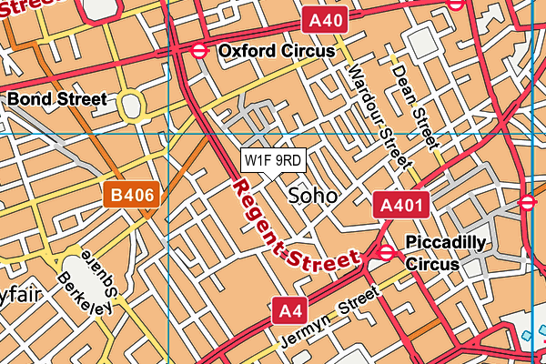 W1F 9RD map - OS VectorMap District (Ordnance Survey)
