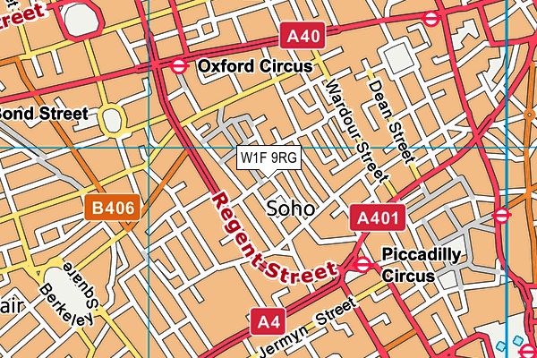 W1F 9RG map - OS VectorMap District (Ordnance Survey)