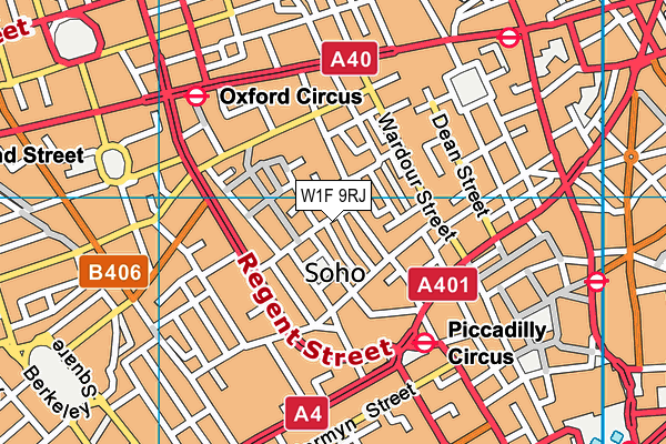 W1F 9RJ map - OS VectorMap District (Ordnance Survey)