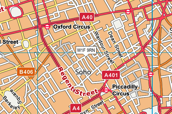 W1F 9RN map - OS VectorMap District (Ordnance Survey)