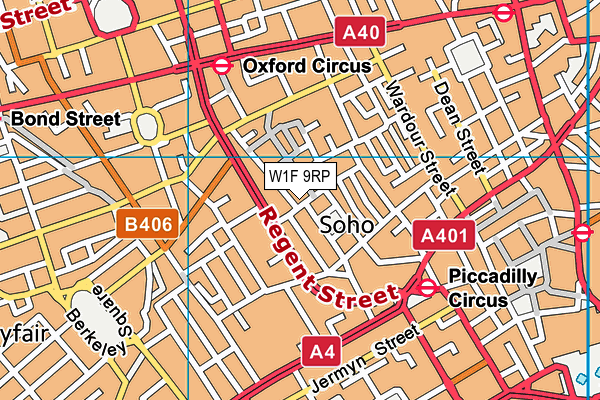 W1F 9RP map - OS VectorMap District (Ordnance Survey)