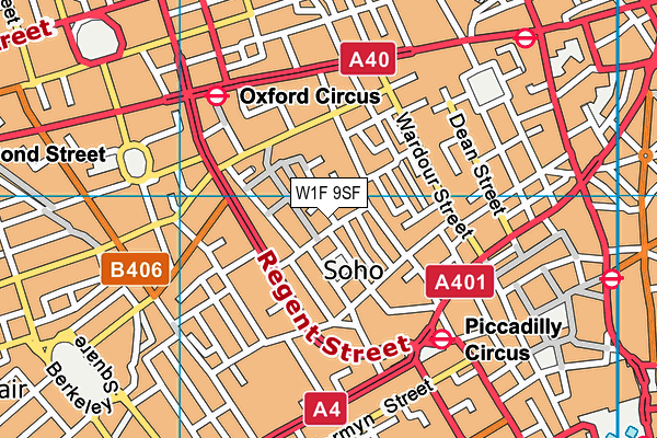 W1F 9SF map - OS VectorMap District (Ordnance Survey)