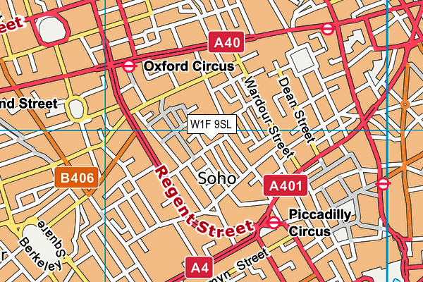 W1F 9SL map - OS VectorMap District (Ordnance Survey)