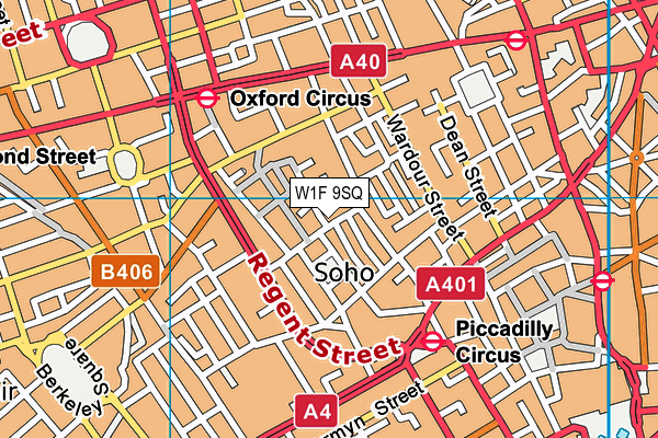 W1F 9SQ map - OS VectorMap District (Ordnance Survey)