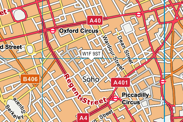 W1F 9ST map - OS VectorMap District (Ordnance Survey)