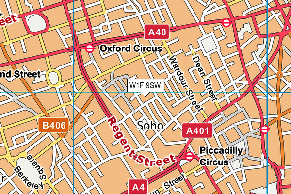 W1F 9SW map - OS VectorMap District (Ordnance Survey)