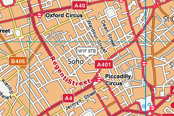 W1F 9TB map - OS VectorMap District (Ordnance Survey)