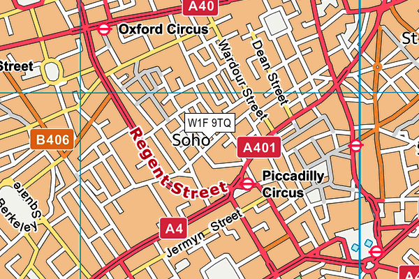 W1F 9TQ map - OS VectorMap District (Ordnance Survey)