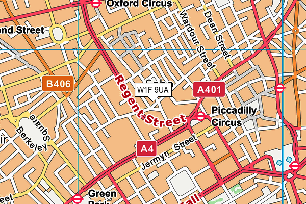 W1F 9UA map - OS VectorMap District (Ordnance Survey)