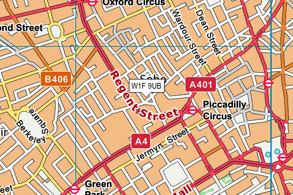 W1F 9UB map - OS VectorMap District (Ordnance Survey)