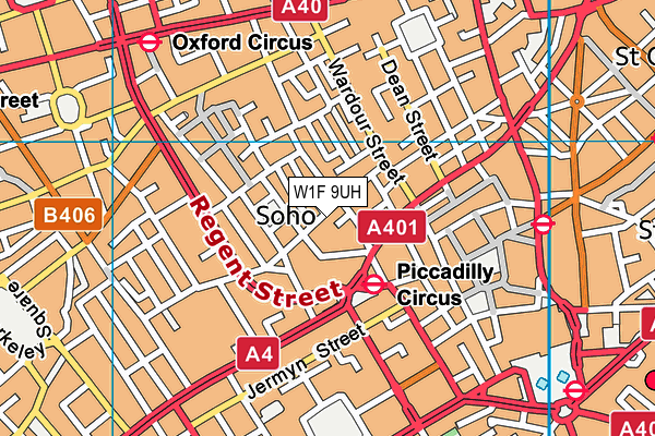 W1F 9UH map - OS VectorMap District (Ordnance Survey)