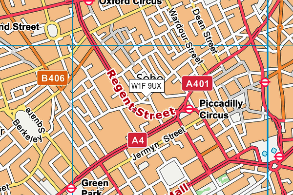 W1F 9UX map - OS VectorMap District (Ordnance Survey)