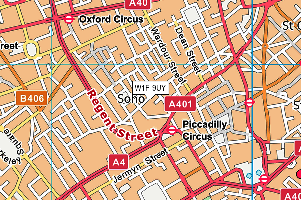 W1F 9UY map - OS VectorMap District (Ordnance Survey)