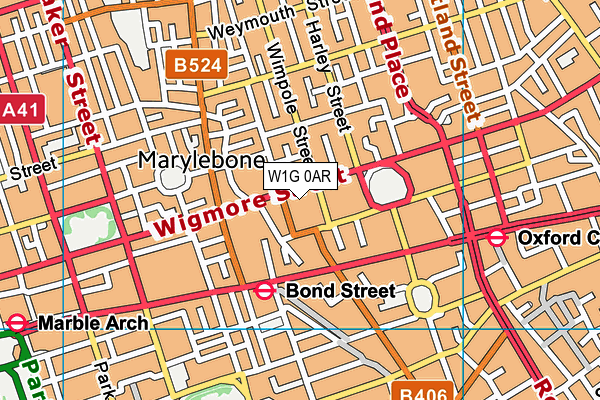 W1G 0AR map - OS VectorMap District (Ordnance Survey)