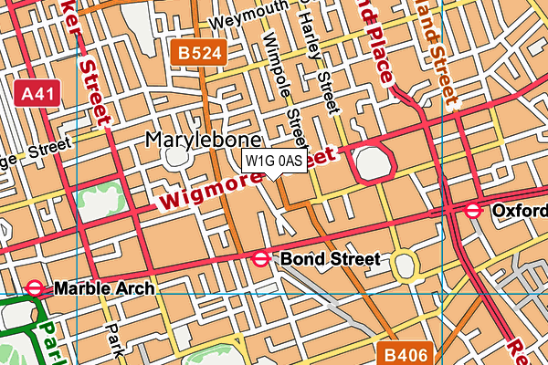 W1G 0AS map - OS VectorMap District (Ordnance Survey)