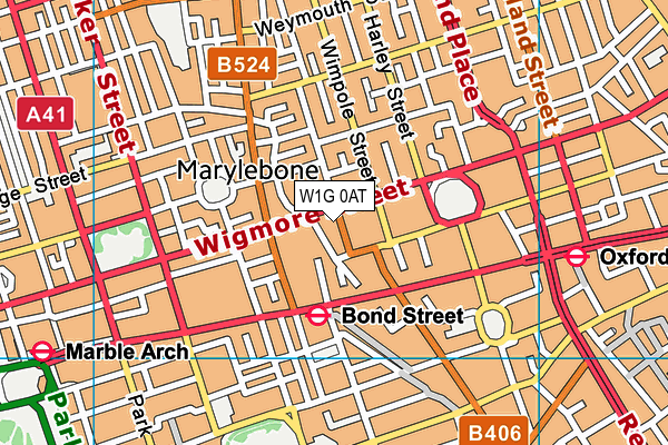 W1G 0AT map - OS VectorMap District (Ordnance Survey)