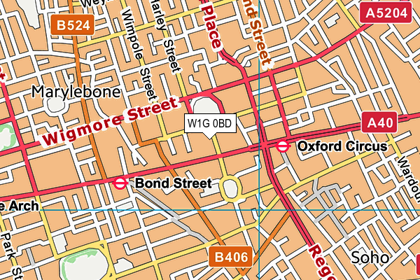 W1G 0BD map - OS VectorMap District (Ordnance Survey)