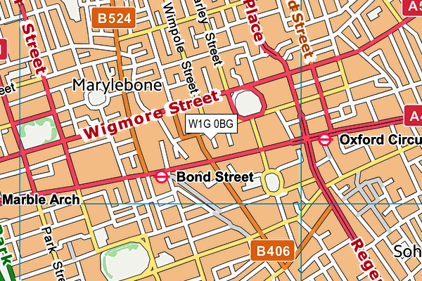 W1G 0BG map - OS VectorMap District (Ordnance Survey)