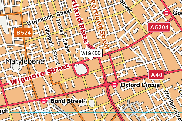 W1G 0DD map - OS VectorMap District (Ordnance Survey)